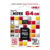 (13613-AD10SD64) Флеш карта microSD 64GB Mirex microSDXC Class 10 UHS-I (SD адаптер) (13613-AD10SD64) Флеш карта microSD 64GB Mirex microSDXC Class 10 UHS-I (SD адаптер)