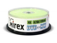 (UL130032A4M) Диск DVD-RW Mirex 4.7 Gb, 4x, Cake Box (25), (25/300) (202530)