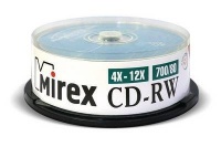 (UL121002A8M) Диск CD-RW Mirex 700 Mb, 12х, Cake Box (25), (25/300) (202349)