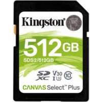 (SDS2/512GB) Флеш карта SD 512GB Kingston SDXC Class 10 UHS-I U3 V30 Canvas Select Plus 100Mb/s