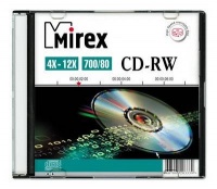 (UL121002A8S) Диск CD-RW Mirex 700 Mb, 12х, Slim Case (1), (1/200) (202318)