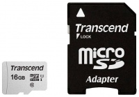 (TS16GUSD300S-A) Флеш карта microSD 16GB Transcend microSDHC Class 10 UHS-1 U1, (SD адаптер), TLC (TS16GUSD300S-A) Флеш карта microSD 16GB Transcend microSDHC Class 10 UHS-1 U1, (SD адаптер), TLC
