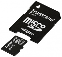 (TS64GUSDU1) Флеш карта microSD 64GB Transcend microSDXC Class 10 UHS-I (SD адаптер)