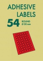(2113005) Самоклеящаяся бумага LOMOND универсальная для этикеток,фА4  54-дел.(Д 30мм),  Красная, 80 