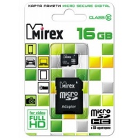 (13613-AD10SD16) Флеш карта microSD 16GB Mirex microSDHC Class 10 (SD адаптер)