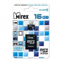 (13613-ADTMSD16) Флеш карта microSD 16GB Mirex microSDHC Class 4 (SD адаптер) (13613-ADTMSD16) Флеш карта microSD 16GB Mirex microSDHC Class 4 (SD адаптер)